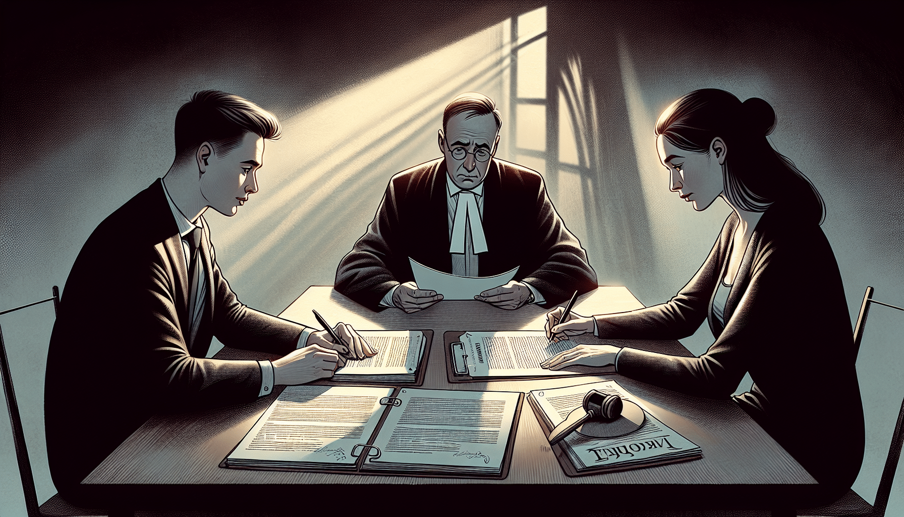 An illustration showing the finalization of a divorce with a divorce decree.