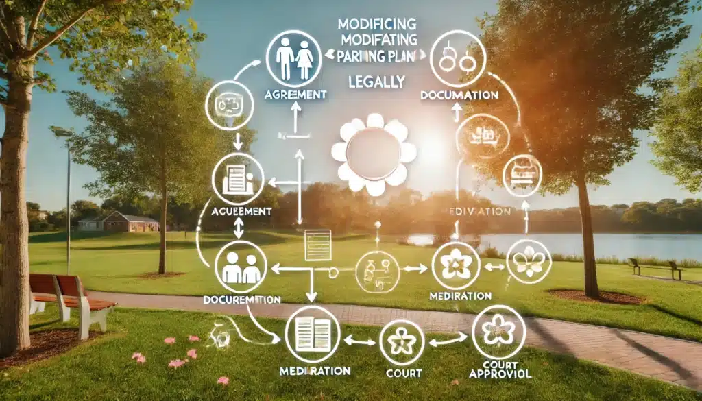 A diagram illustrating the process of modifying a parenting plan legally.