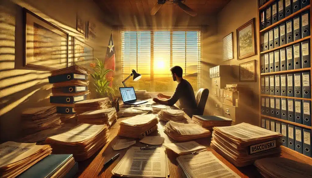 A visual representation of the discovery process in a Texas divorce case.