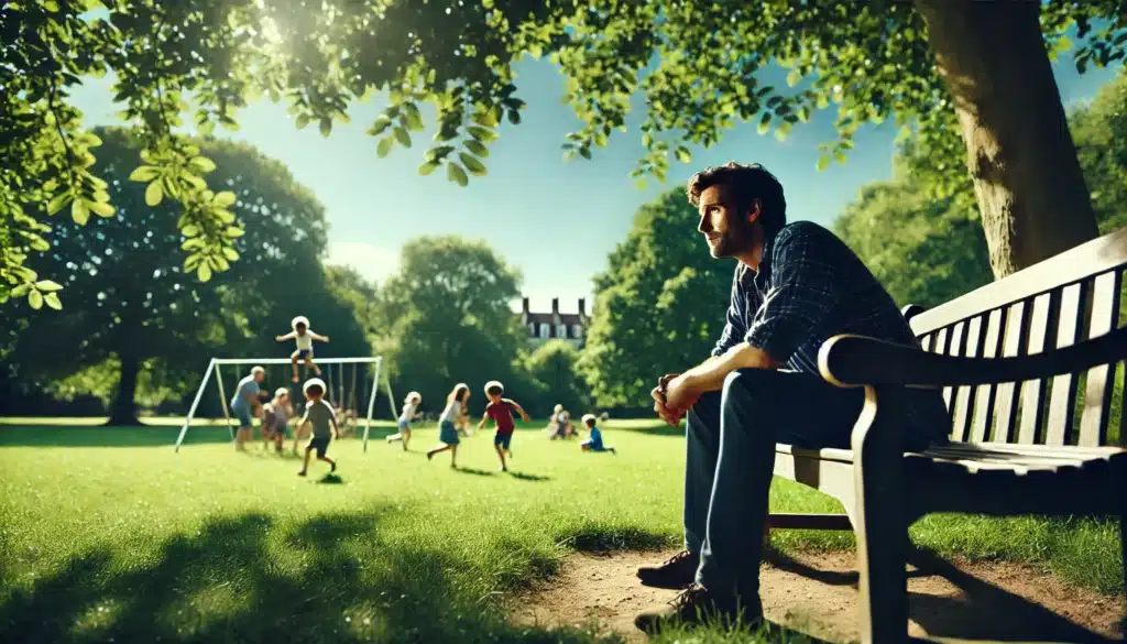 An illustration depicting a worried parent reflecting on lost custody of their child.