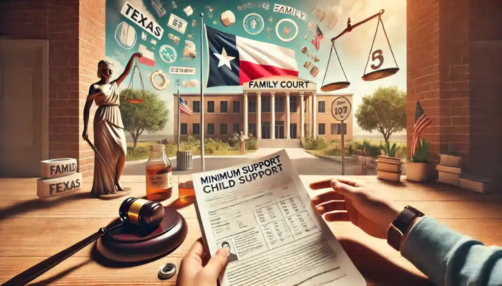 An illustration depicting minimum child support requirements in Texas.