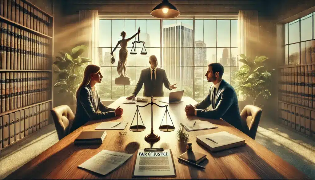 An illustration depicting negotiation strategies for a fair property settlement in Texas divorce, highlighting collaboration.