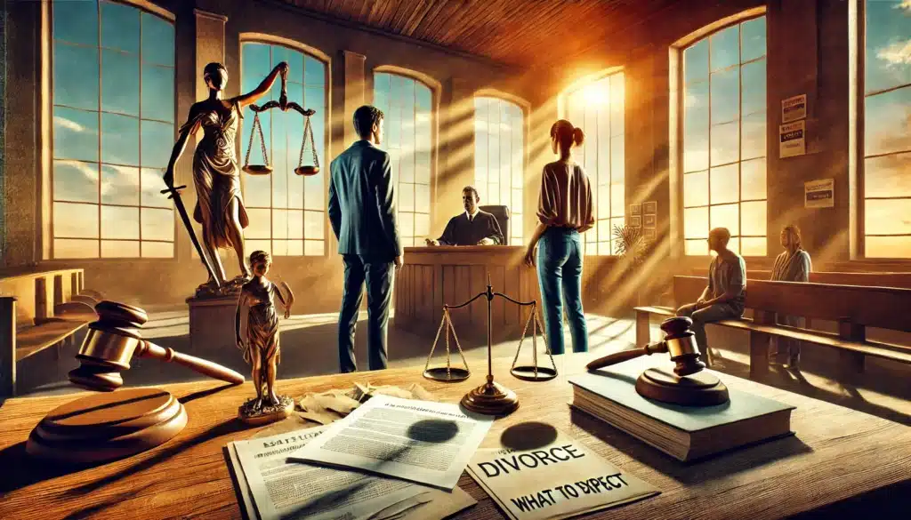 An illustration depicting the divorce process and what to expect.