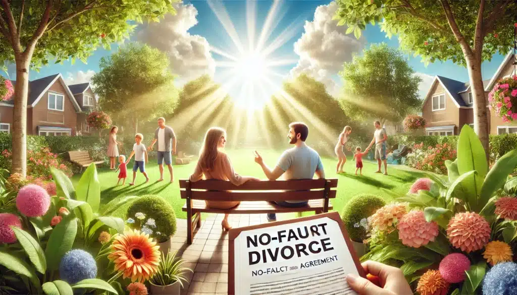 An illustration highlighting the benefits of choosing a no fault divorce.