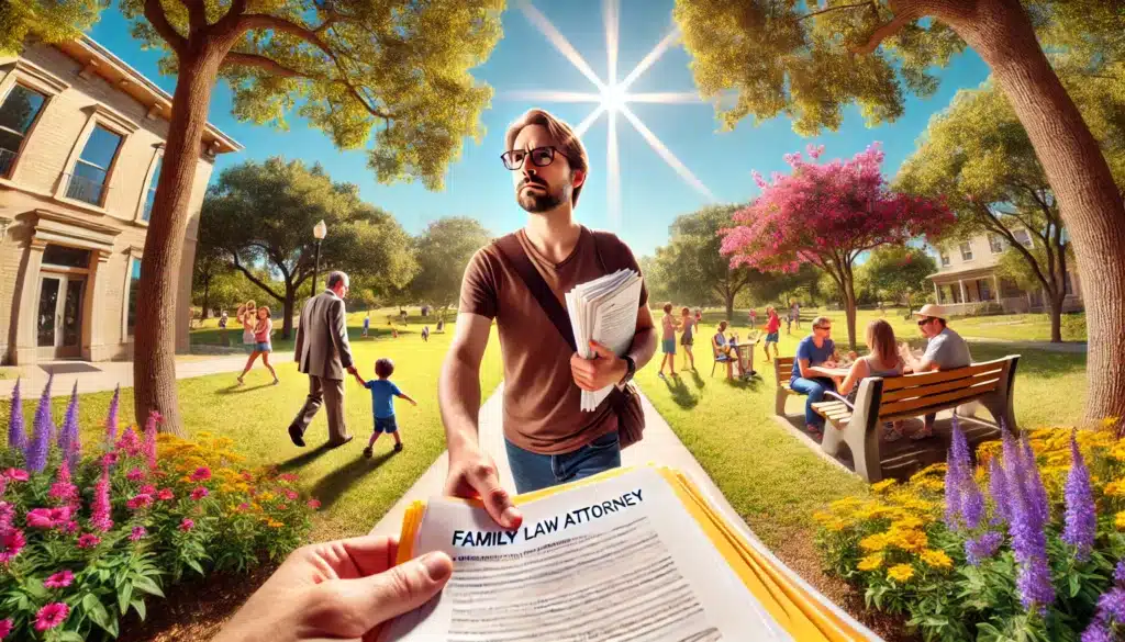 An illustration of a parent taking steps to regain custody of their child in Texas.