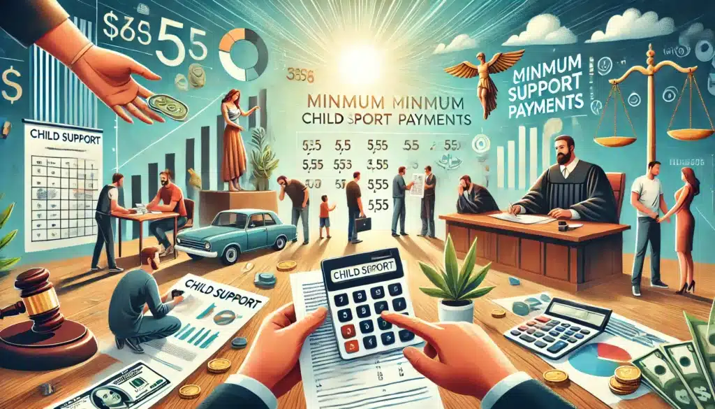 An illustration of the process for calculating minimum child support payments.