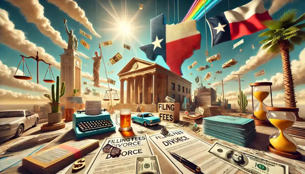 An illustration of various filing fees required for divorce in Texas.