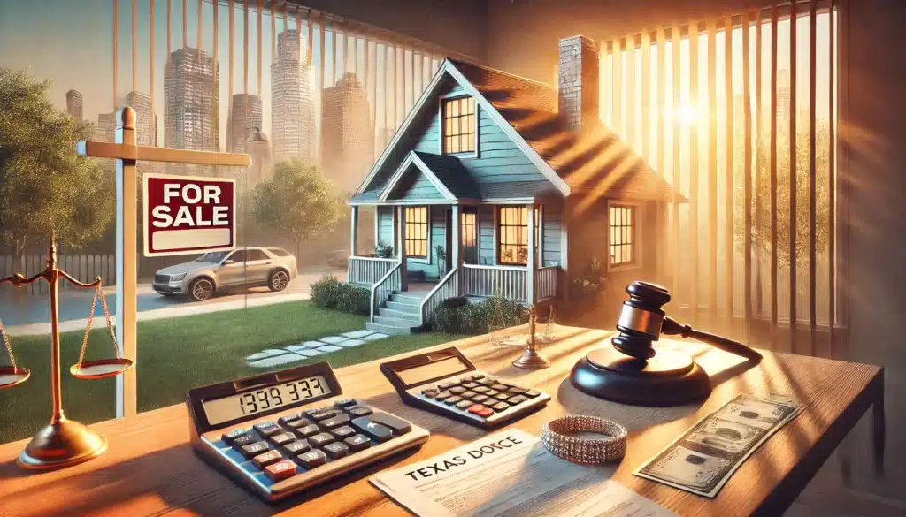 An illustration representing the process of valuing assets in a Texas divorce.