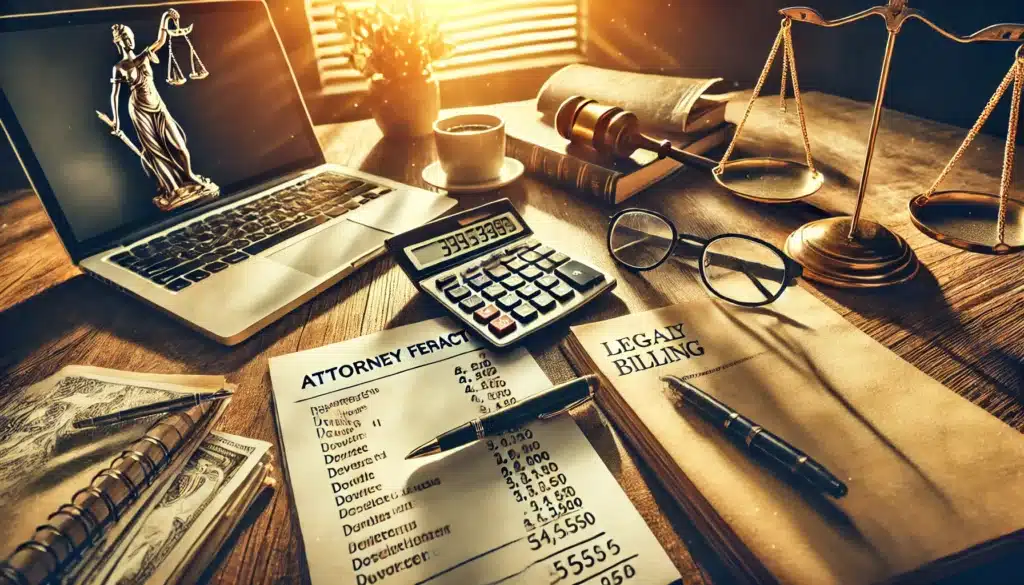An illustration showcasing the breakdown of attorney fees involved in a divorce case.