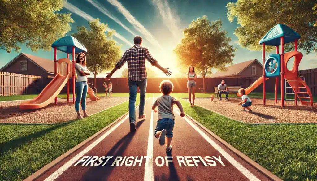 An illustration showing how first right of refusal affects parenting time in a custody scenario.