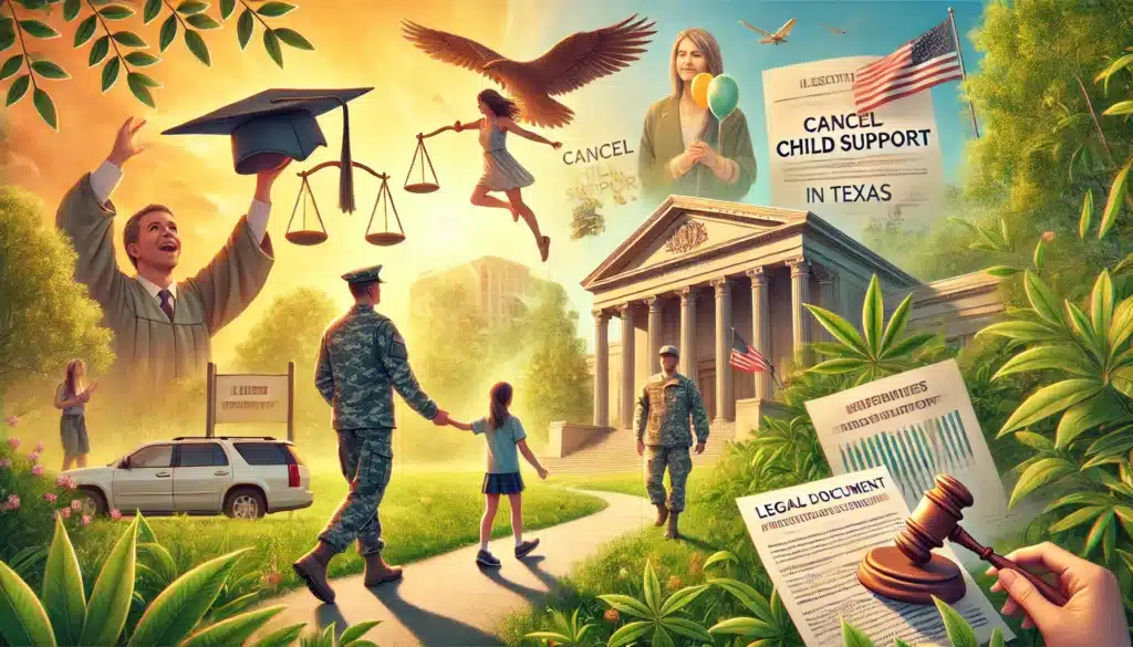 Illustration depicting the circumstances under which a mother can cancel child support in Texas.