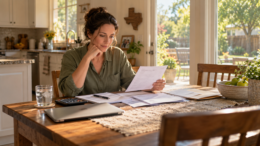 Parent reviewing financial records during the Texas child support modification process