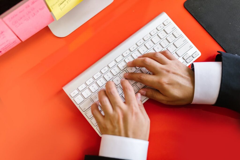a person typing
