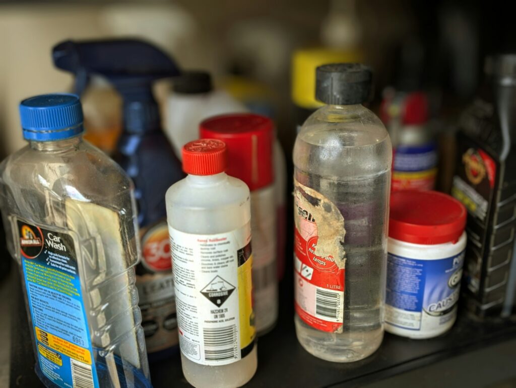 bottles of chemicals