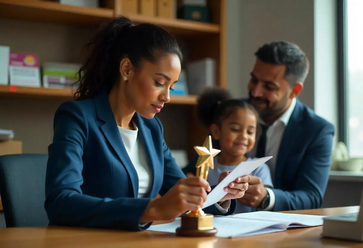A-detailed-image-of-a-lawyer-studying-holding-a-star-with-a-father-and-a-child-at-the-background-winning-a-CPS-case