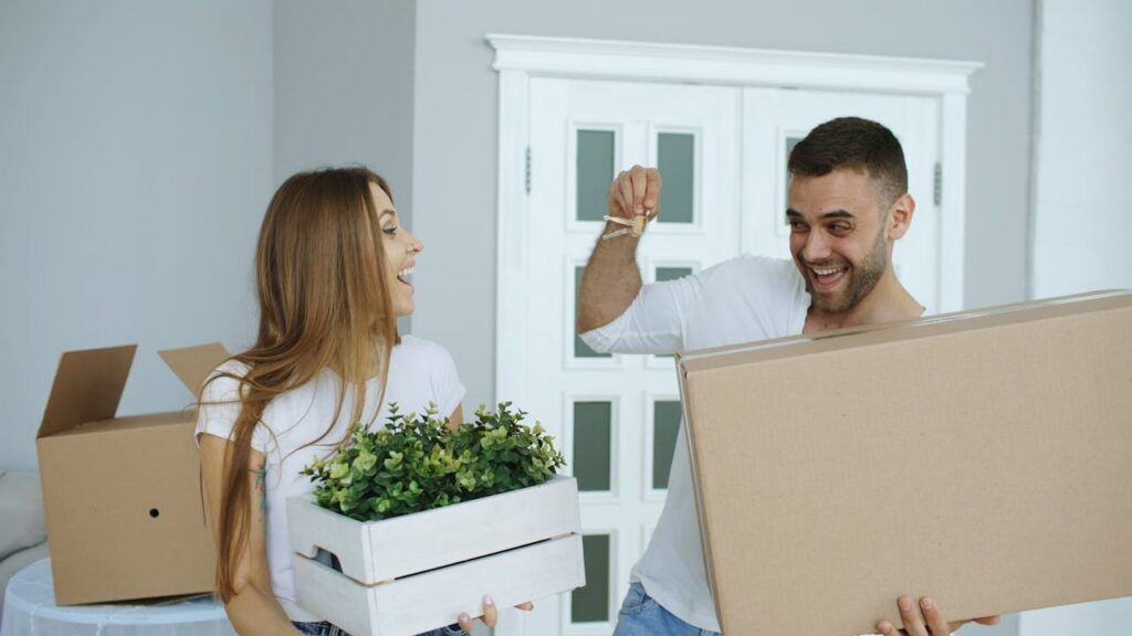couple celebrating a new home