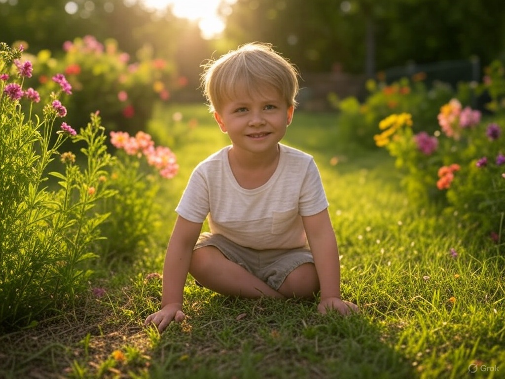 A child playing safely in a nurturing environment, representing the best interest of the child standard.
