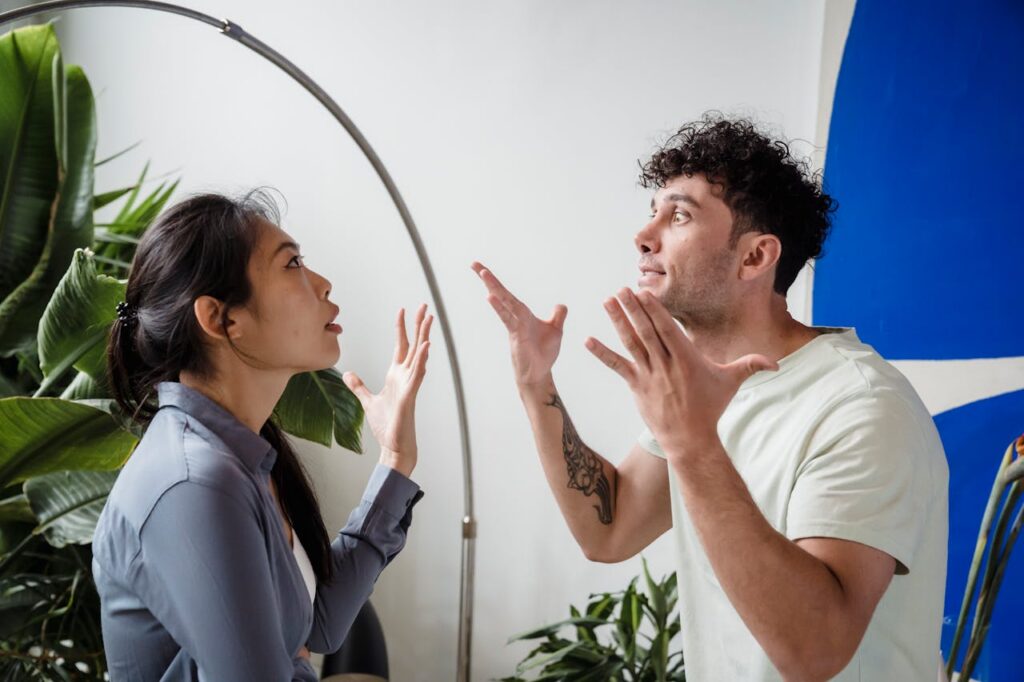 man and woman arguing