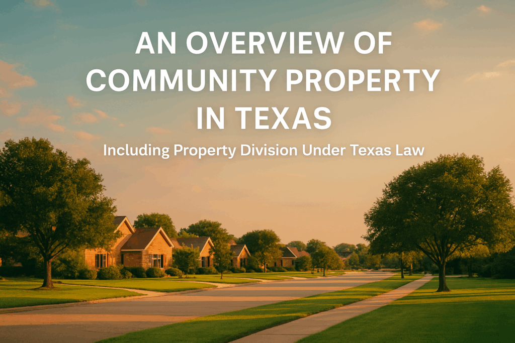 An overview of community property in Texas, including property division under Texas law.