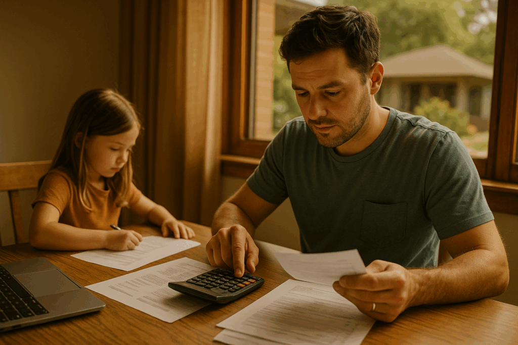 Calculating child support amounts based on various factors.