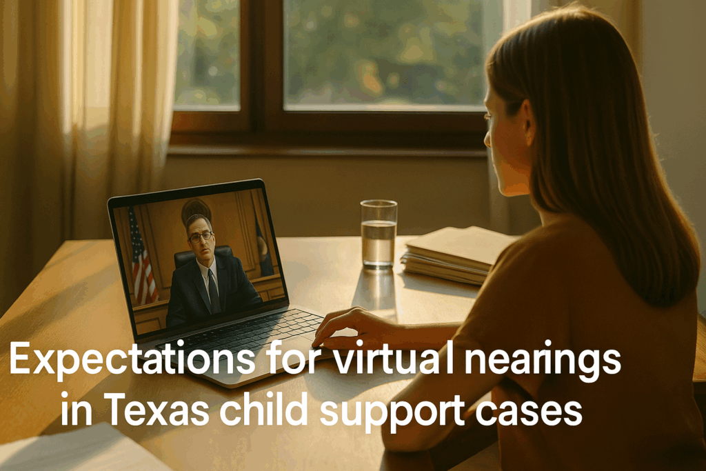Expectations for virtual hearings in Texas child support cases.