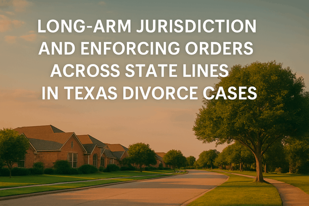 Long-arm jurisdiction and enforcing orders across state lines in Texas divorce cases.