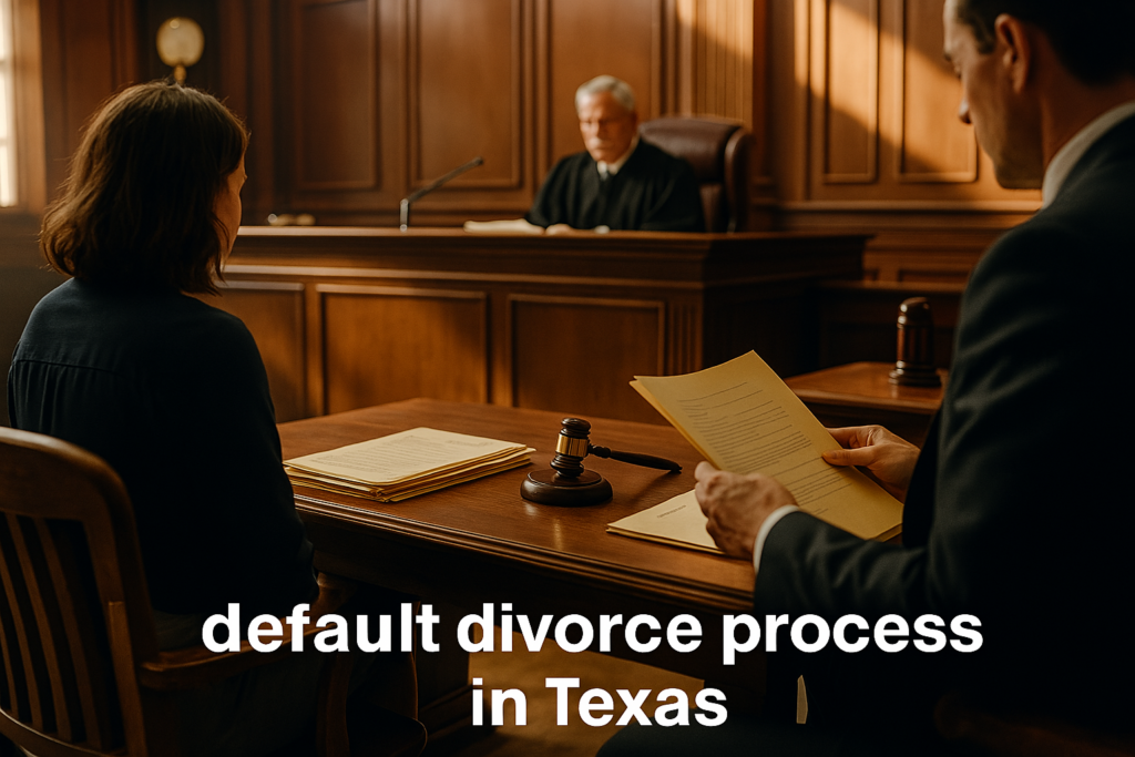 The default divorce process in Texas, highlighting the steps involved.