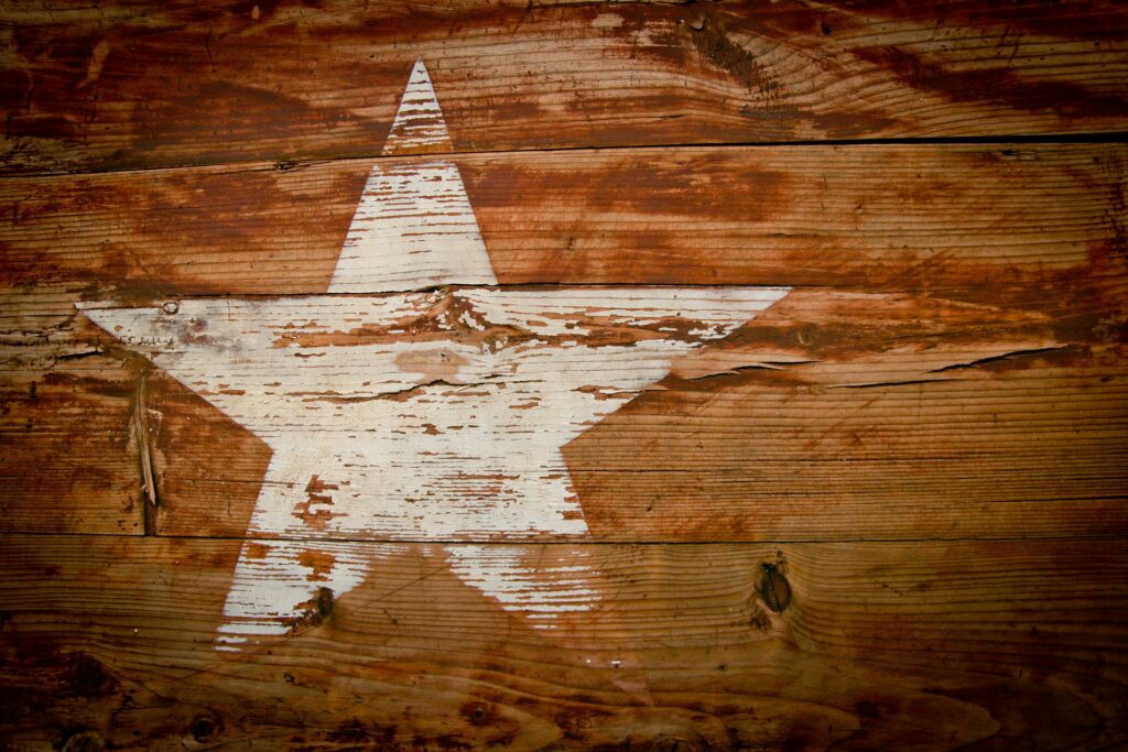 star on a wooden block