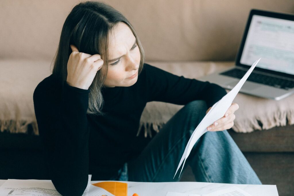 woman reading documents