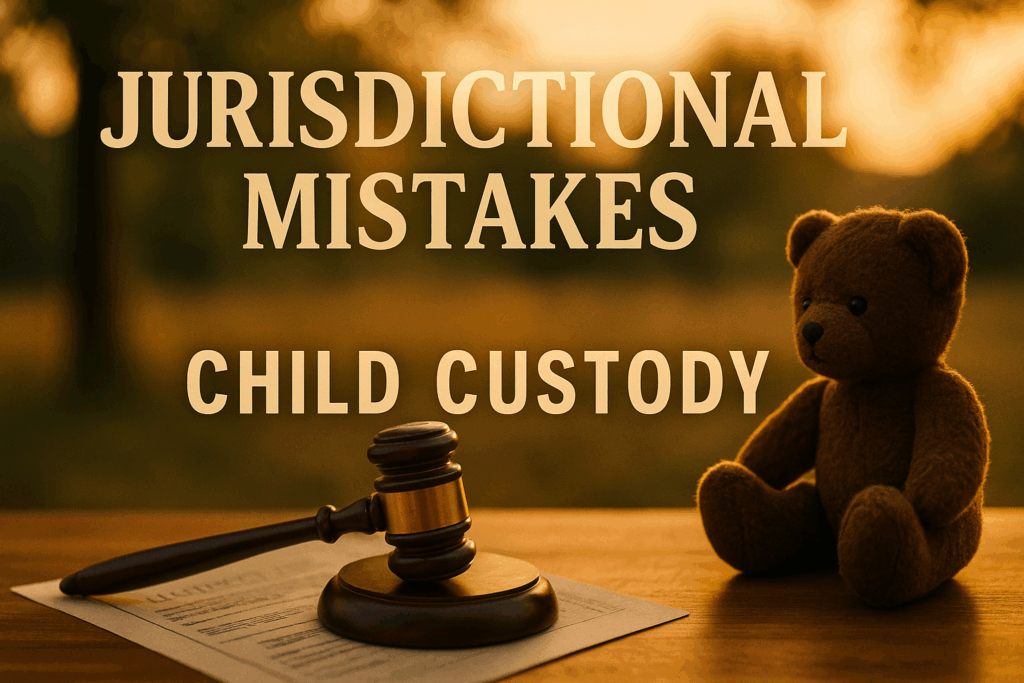 A conceptual image illustrating the impact of jurisdictional mistakes on custody cases, featuring keywords like 'jurisdictional mistakes' and 'child custody'.