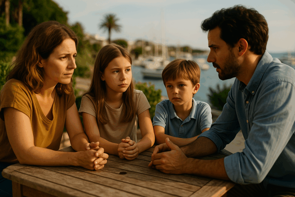 A family discussing child custody considerations