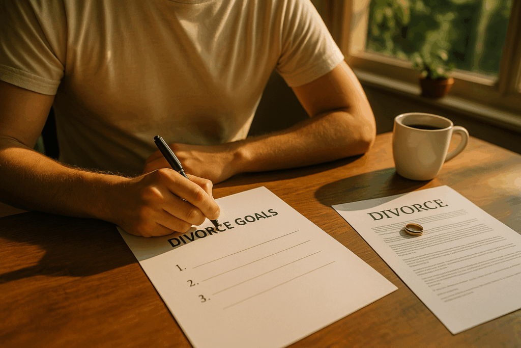 A person setting clear goals for their divorce case.