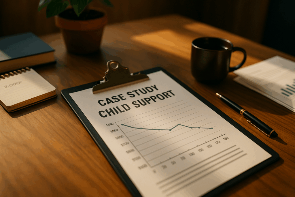 A visual representation of a case study related to child support.