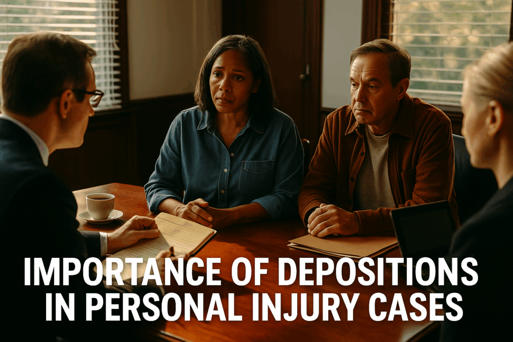 Importance of depositions in personal injury cases, showcasing key elements.