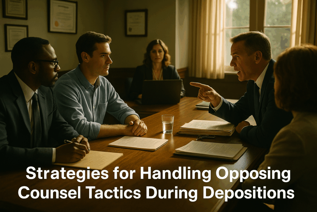 Strategies for handling opposing counsel tactics during depositions.