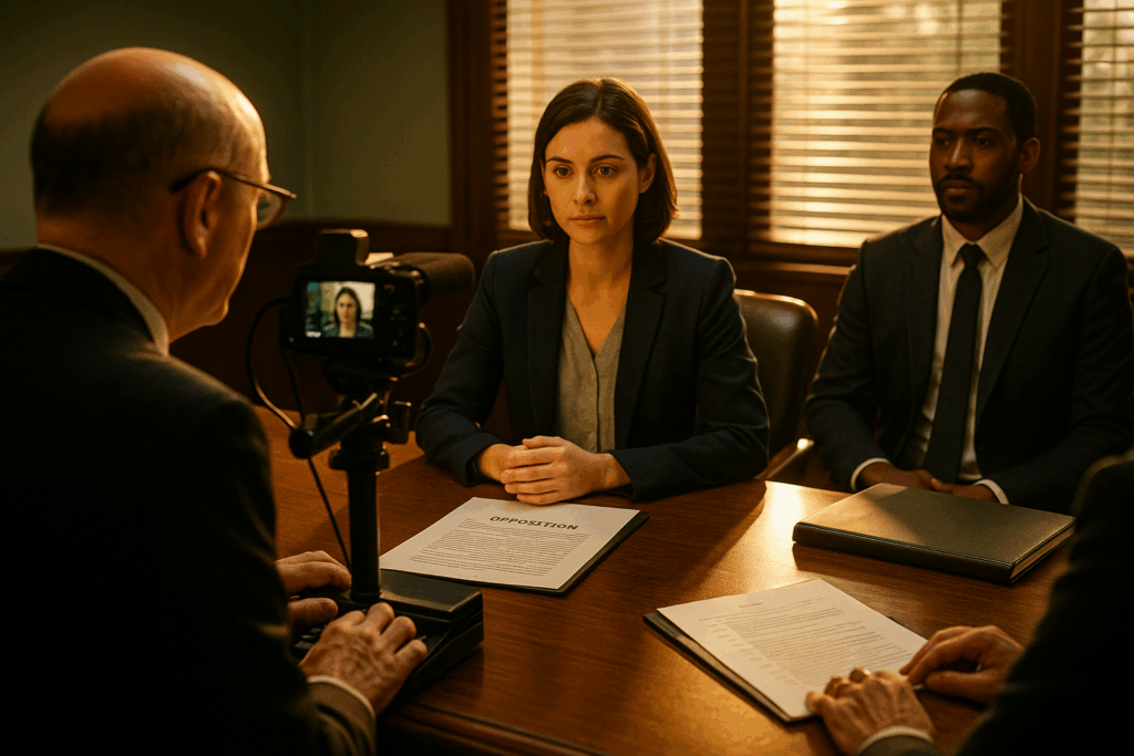 The process of recording and reviewing deposition testimony for accuracy.