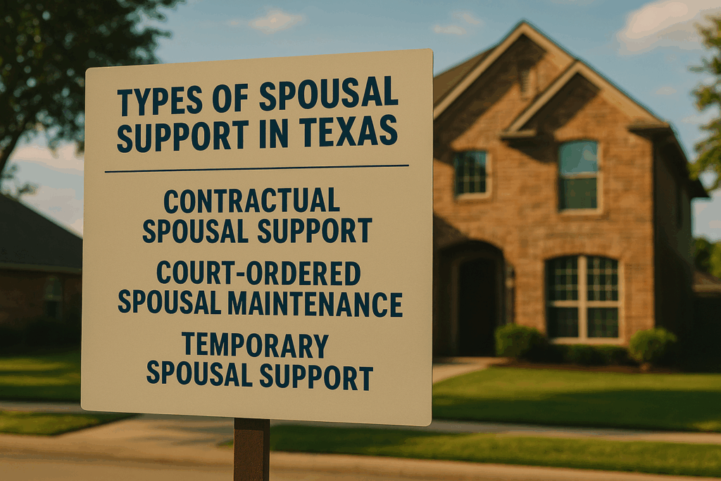 Visual representation of different types of spousal support available in Texas.
