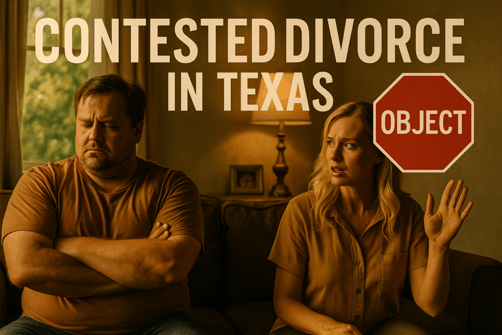 A conceptual image illustrating the scenario when one spouse objects to a divorce in Texas.