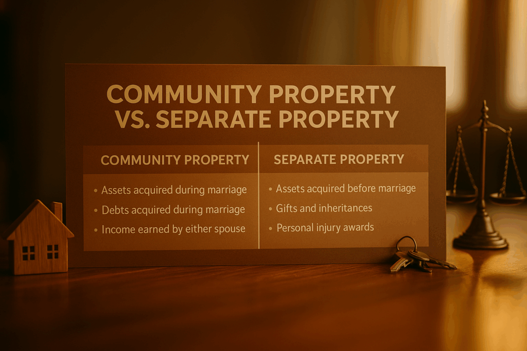 An image showing Community Property vs. Separate Property