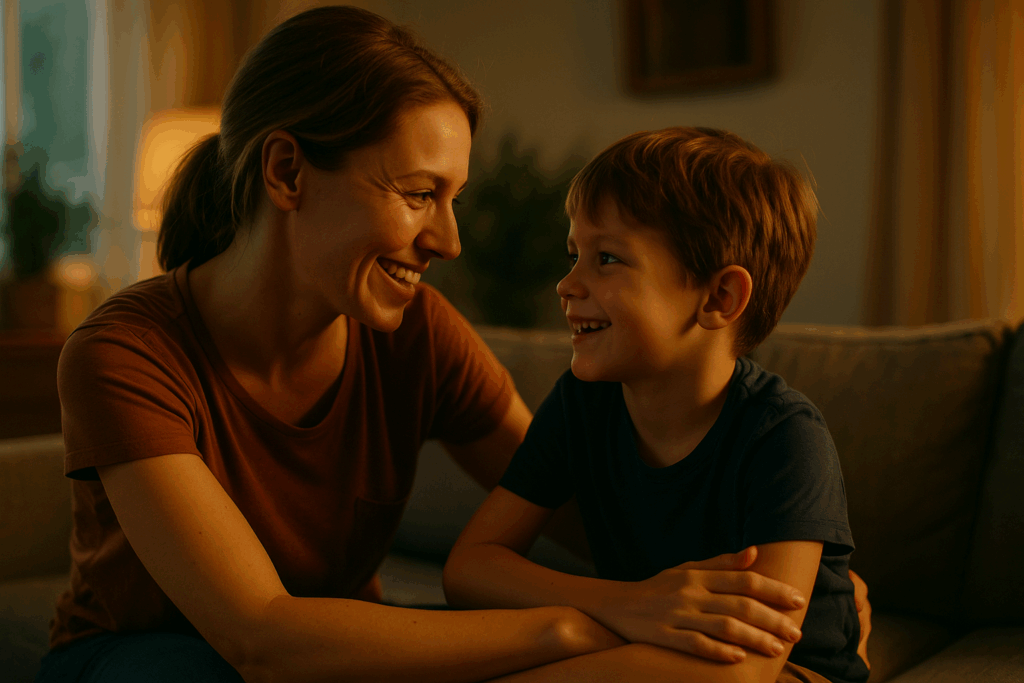 A caring parent interacting with a child, emphasizing the importance of protecting parental rights and child well-being.