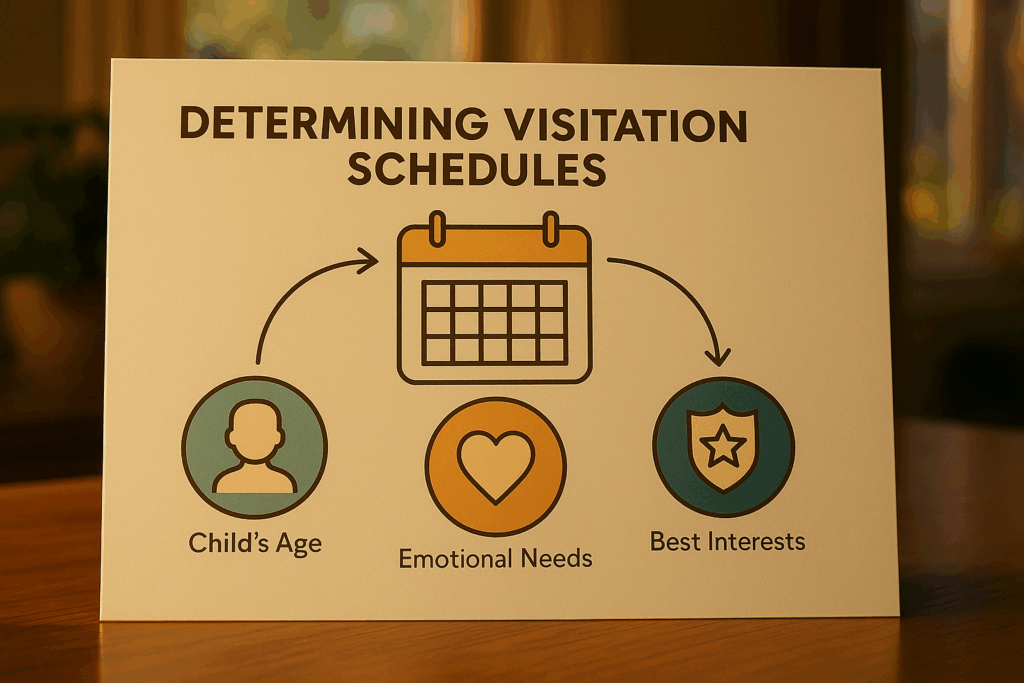A diagram illustrating the process of determining visitation schedules for children.