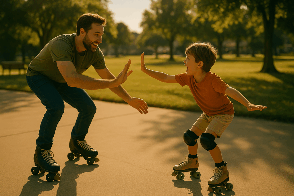 A parent and child engaging in a fun activity, illustrating practical advice for divorcing parents.