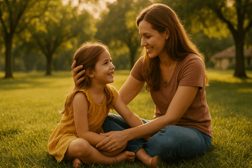 A parent and child enjoying a nurturing environment, representing the best interest of the child.