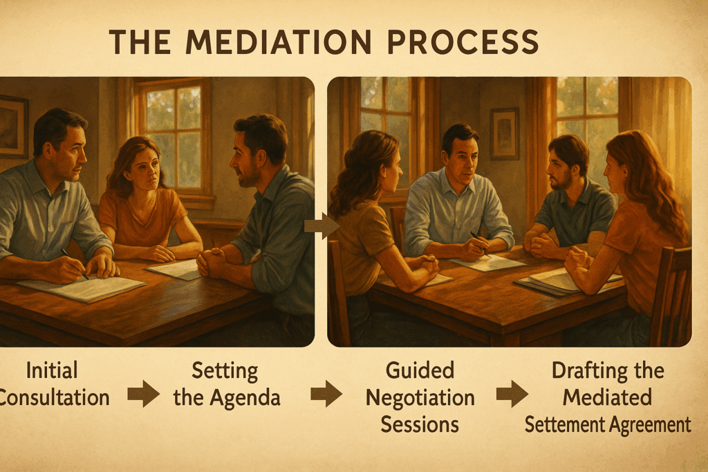 A step-by-step representation of the mediation process.