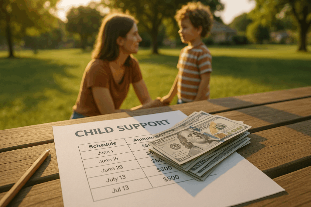 A visual representation of child support payment schedules and amounts.