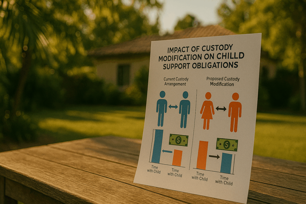 A visual representation of the impact of custody modifications on child support obligations.