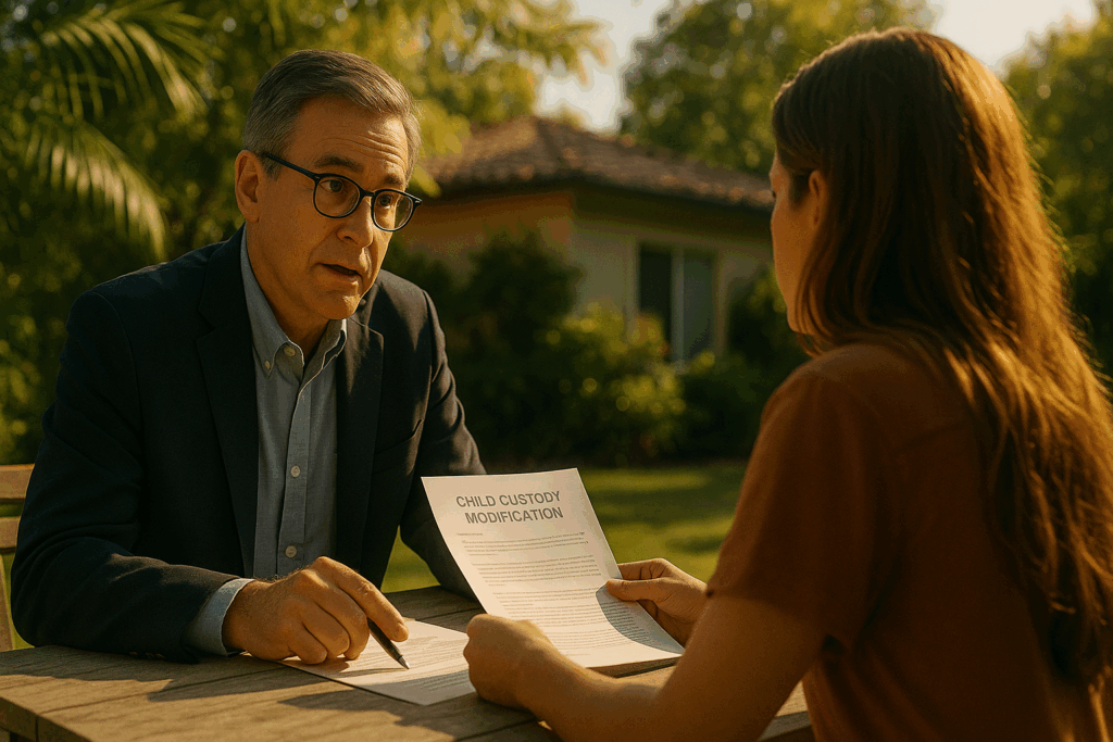 An attorney providing legal advice on child custody modification.