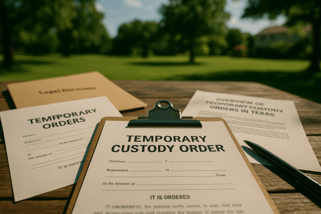An overview of temporary custody orders in Texas, including legal documents.