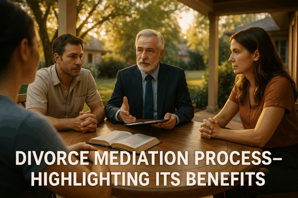 An overview of the divorce mediation process, highlighting its benefits.