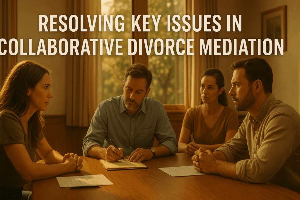 Illustration of resolving key issues in collaborative divorce mediation.